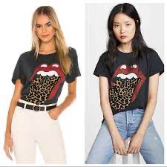 Daydreamer Rolling Stones Flocked Leopard Tongue Tour Tee M - Picture 3 of 11